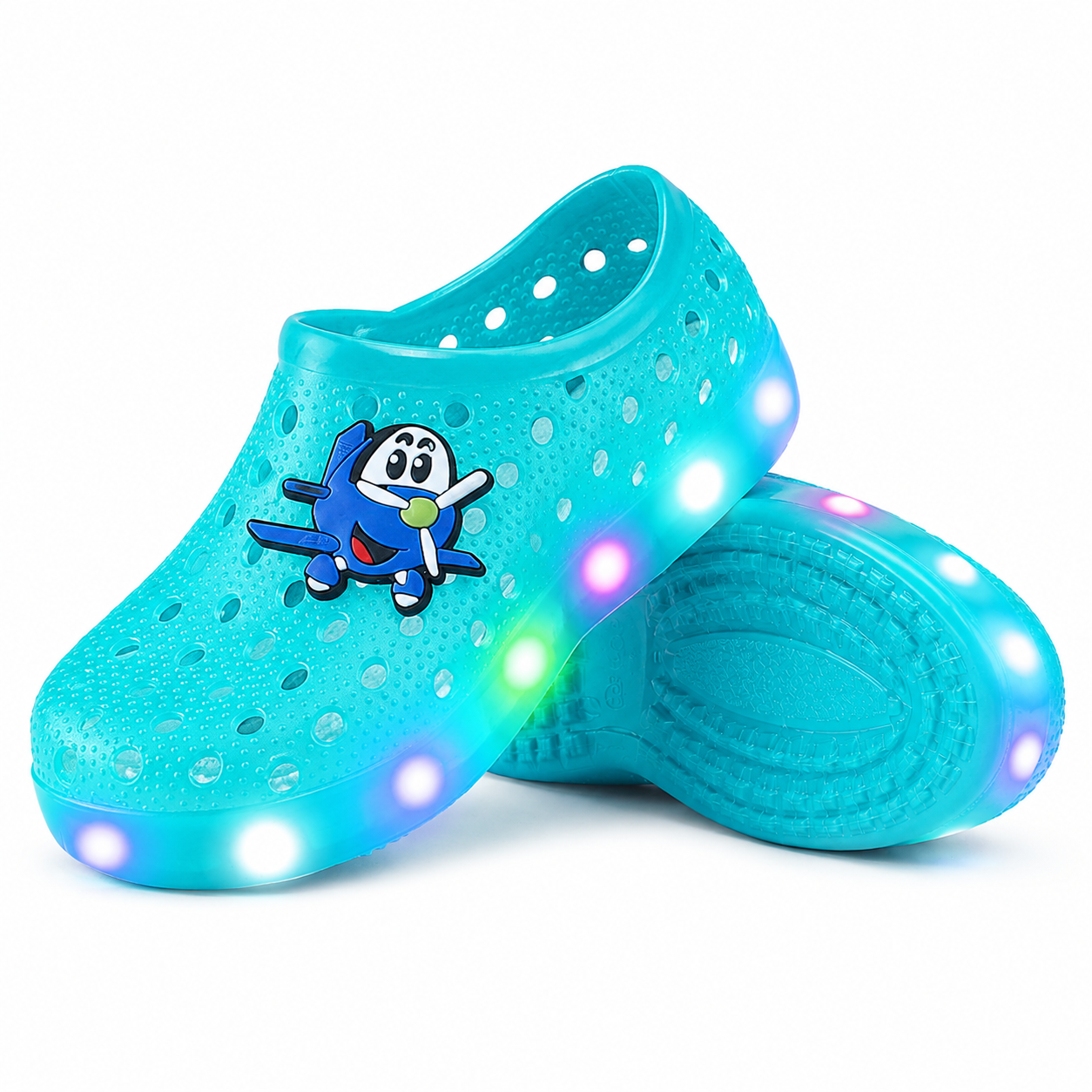 YUNICUS Toddler Girls’ Clear Light-Up Jelly Shoes with Dinosaur Charm and Breathable Holes