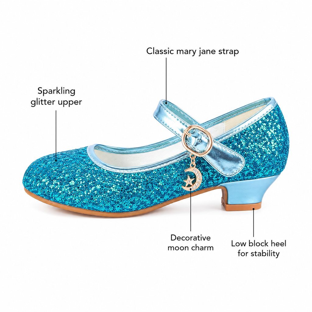 ALPHELIGANCE Girls Sparkle Mary Jane Princess Dress Shoes – Glitter Party Flats