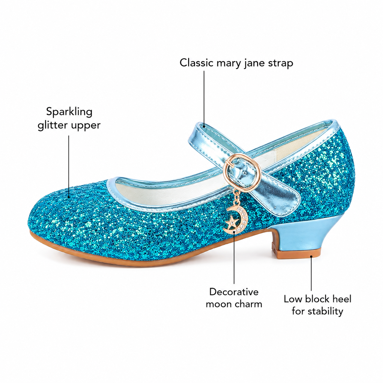 ALPHELIGANCE Girls Sparkle Mary Jane Princess Dress Shoes – Glitter Party Flats