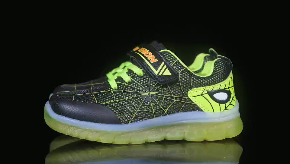 Kids Light Up Shoes Led Flash Sneakers with Spider Upper USB Charge for Boys Girls Toddles Best Gift for Birthday Thanksgiving Christmas Day