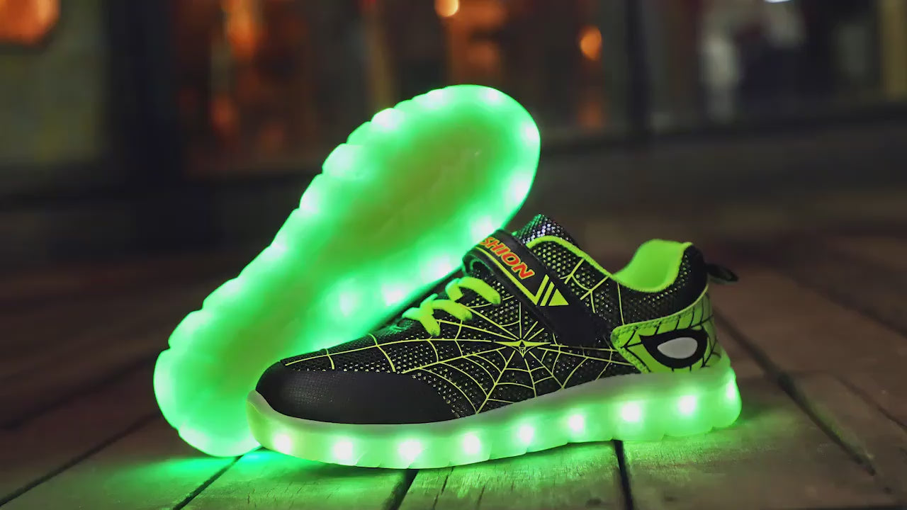 Kids Light Up Shoes Led Flash Sneakers with Spider Upper USB Charge for Boys Girls Toddles Best Gift for Birthday Thanksgiving Christmas Day